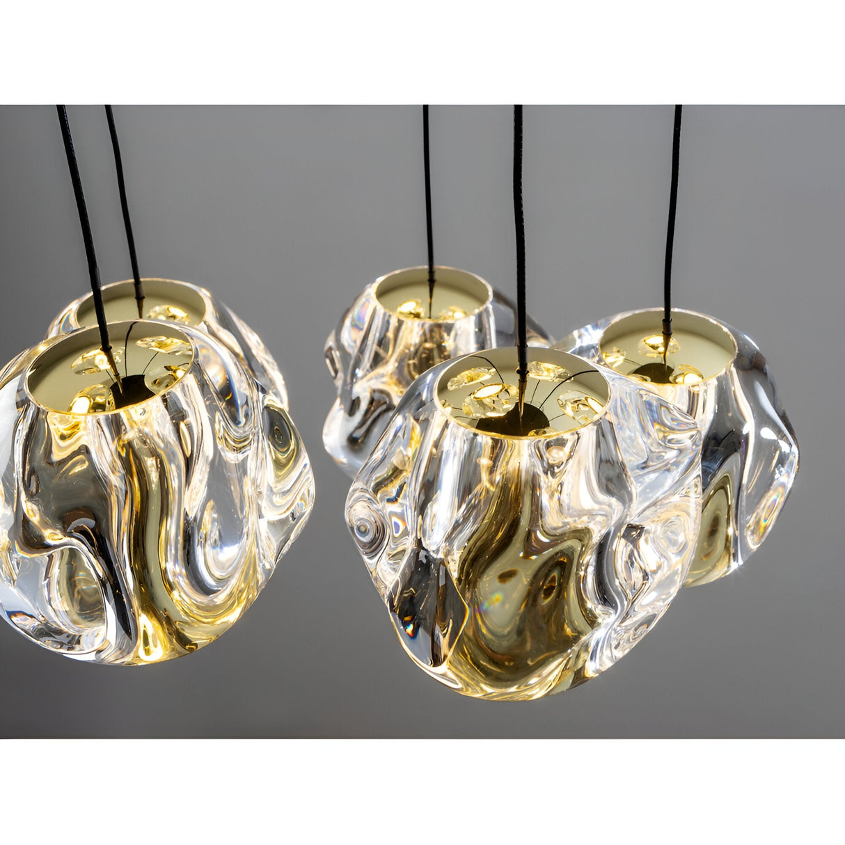 Zaria 13 Light Dimmable LED Cluster Pendant Light - Gold/Transparent (With Remote Control)