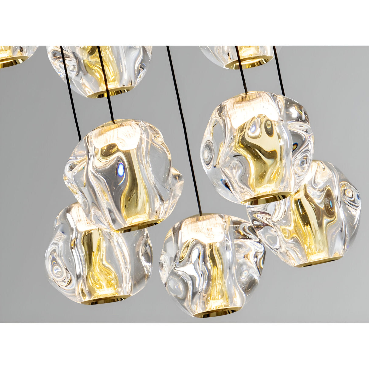 Zaria 13 Light Dimmable LED Cluster Pendant Light - Gold/Transparent (With Remote Control)
