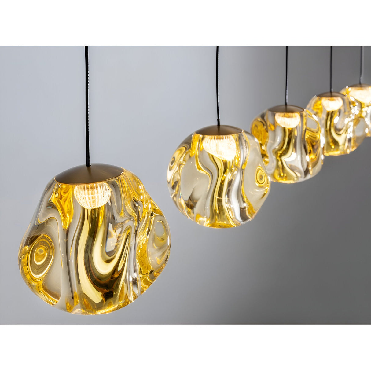 Zaria 5 Light Dimmable LED Glass Bar Pendant 21W 3000K - Black/Gold (With Remote Control)