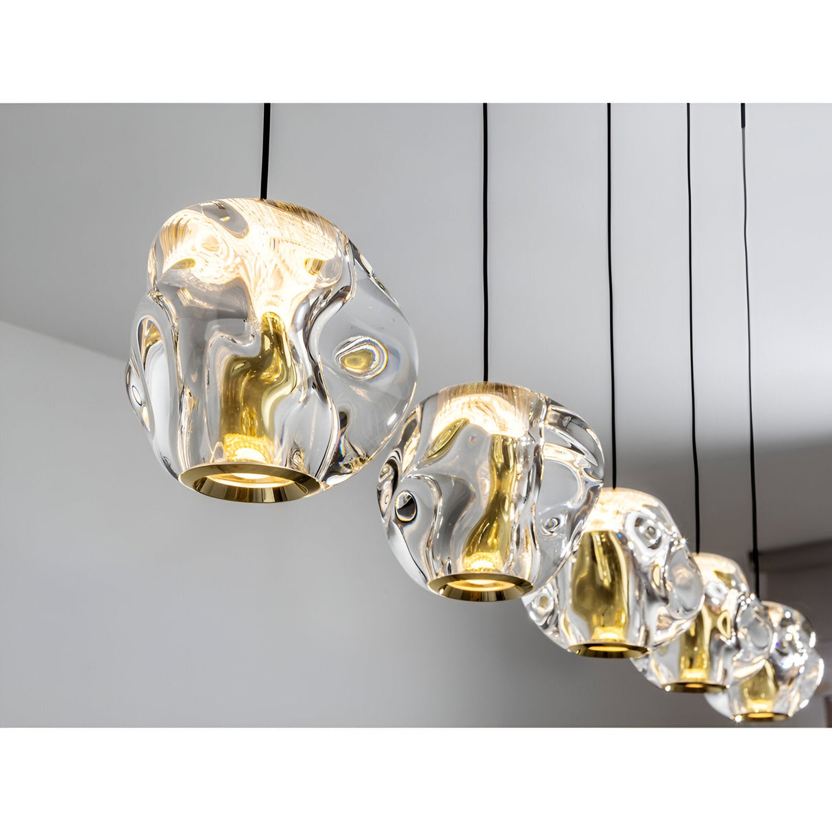 Zaria 5 Light Dimmable LED Glass Bar Pendant 21W 3000K - Gold/Black (With Remote Control)