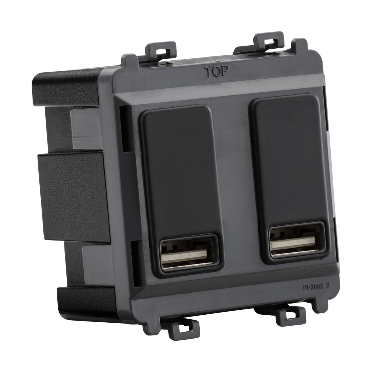 Dual USB charger module (2 x grid positions) 5V 2.4A (shared) - anthracite