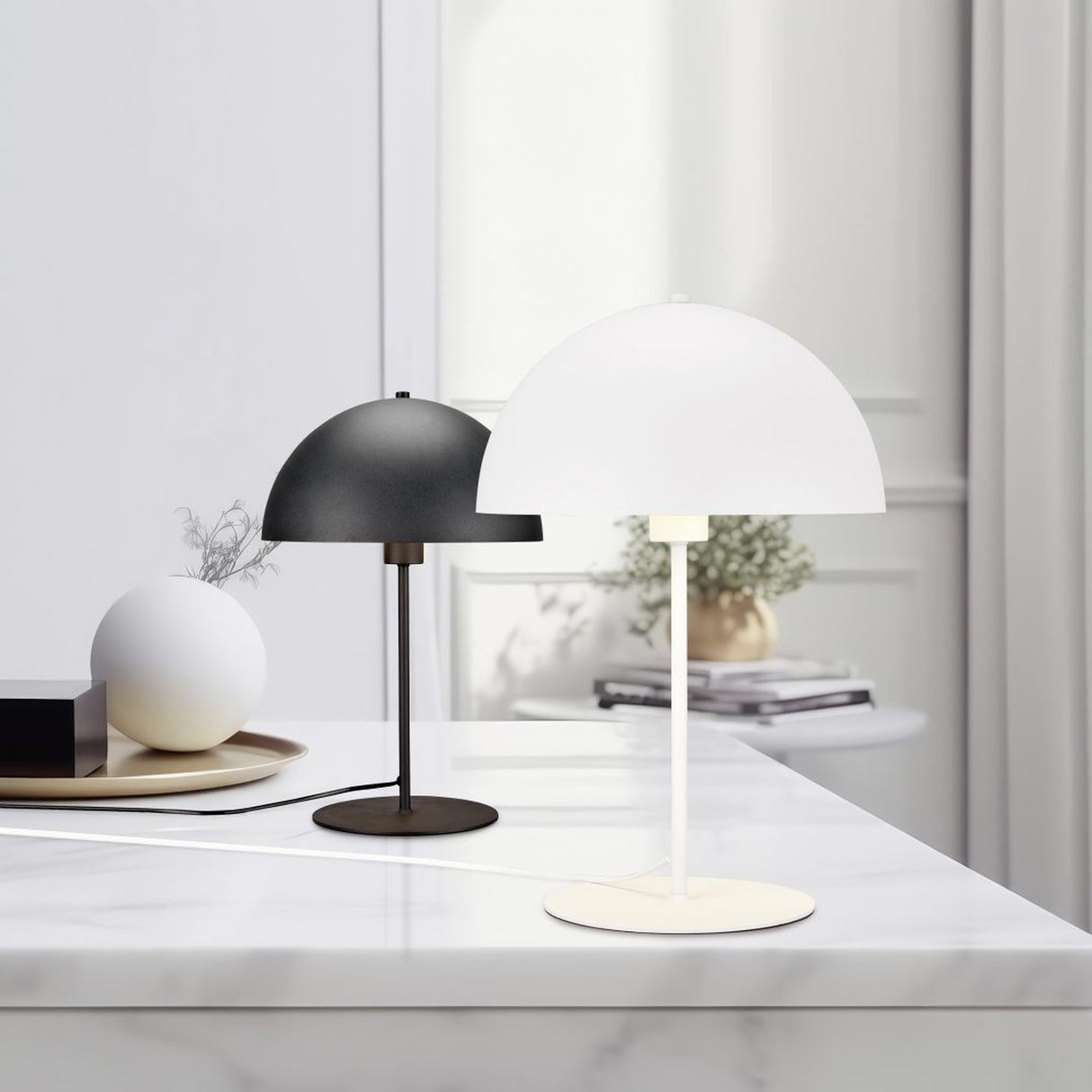 Nola Dome 30cm Table Lamp – Black & Bronze