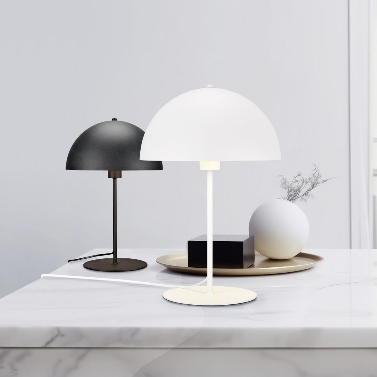 Nola Dome 30cm Table Lamp – Black & Bronze