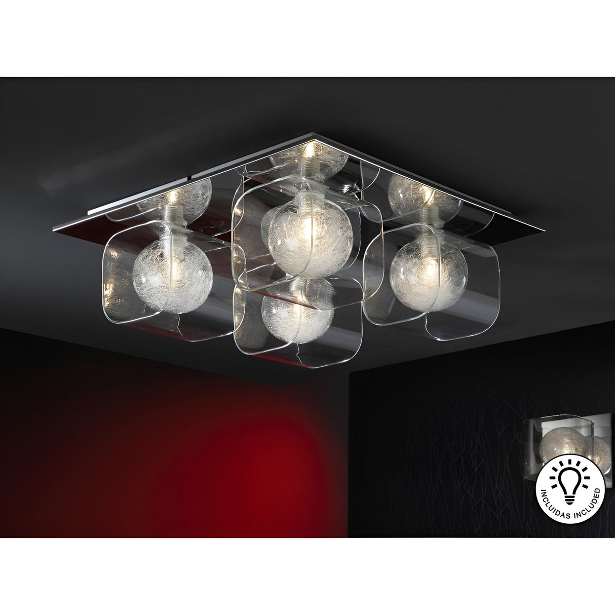 Eclipse 4 Light Glass Semi-Flush - Chrome