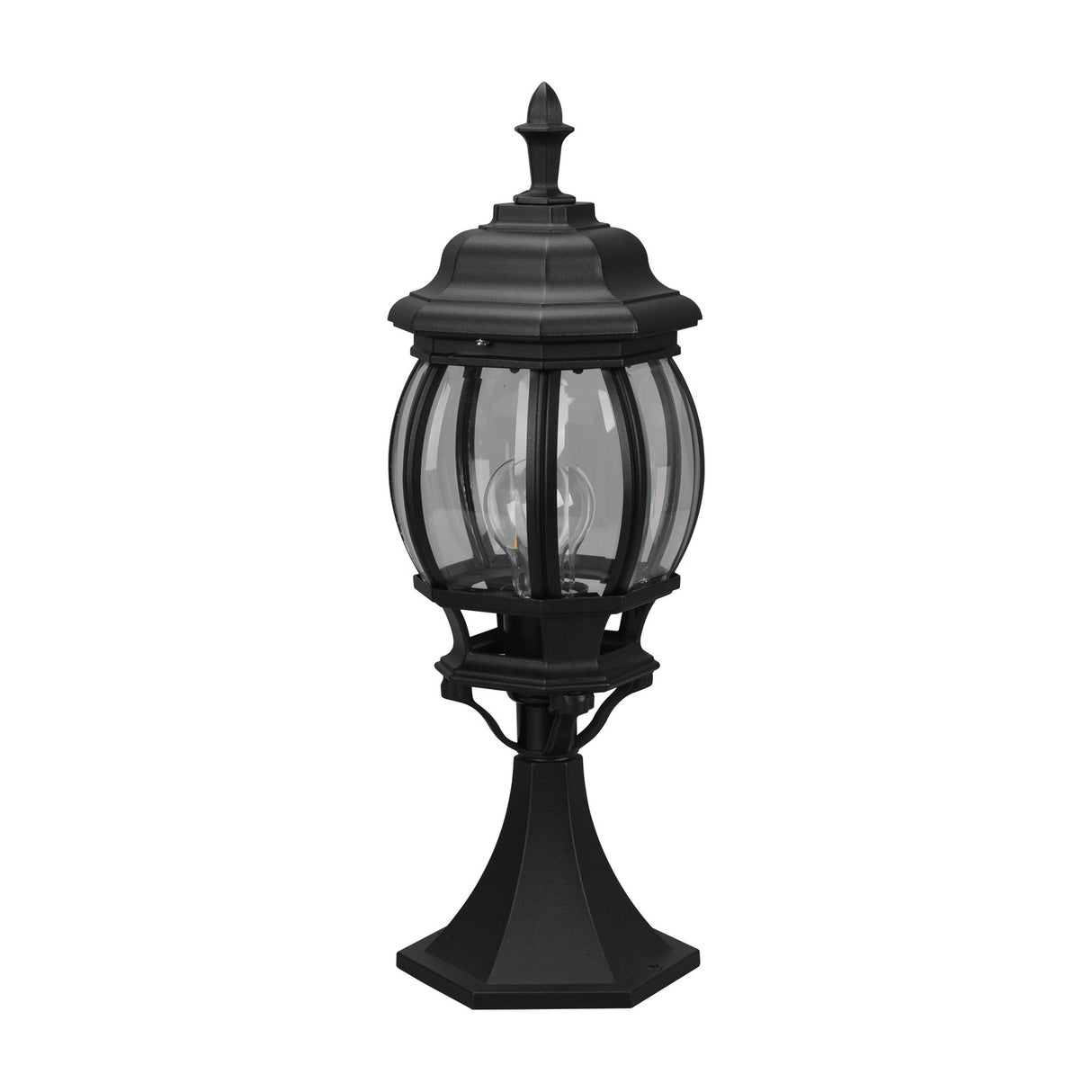 Elvo Lantern Clear Outdoor Lamp Post – Matt Black