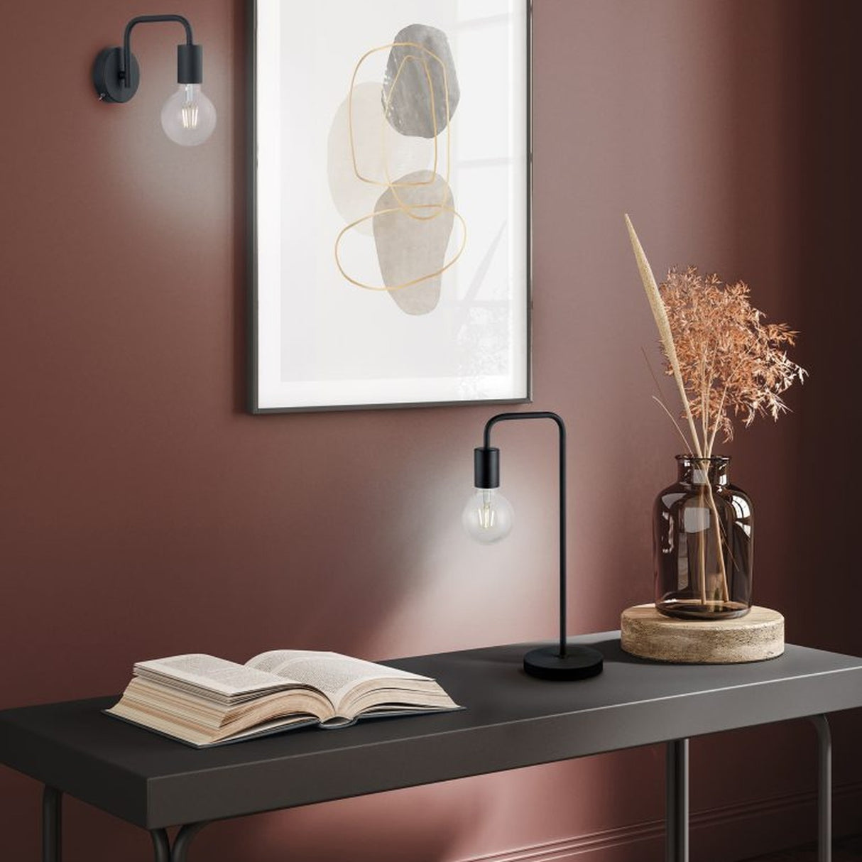 Diallo Glass Table Lamp – Matt Black