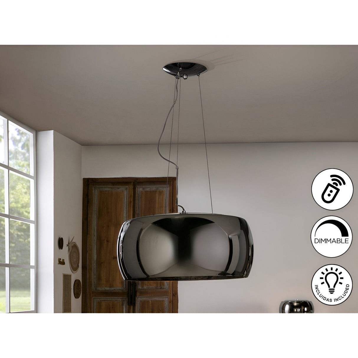 Argos 6 Crystal Light Pendant - Brown (With Remote Control)