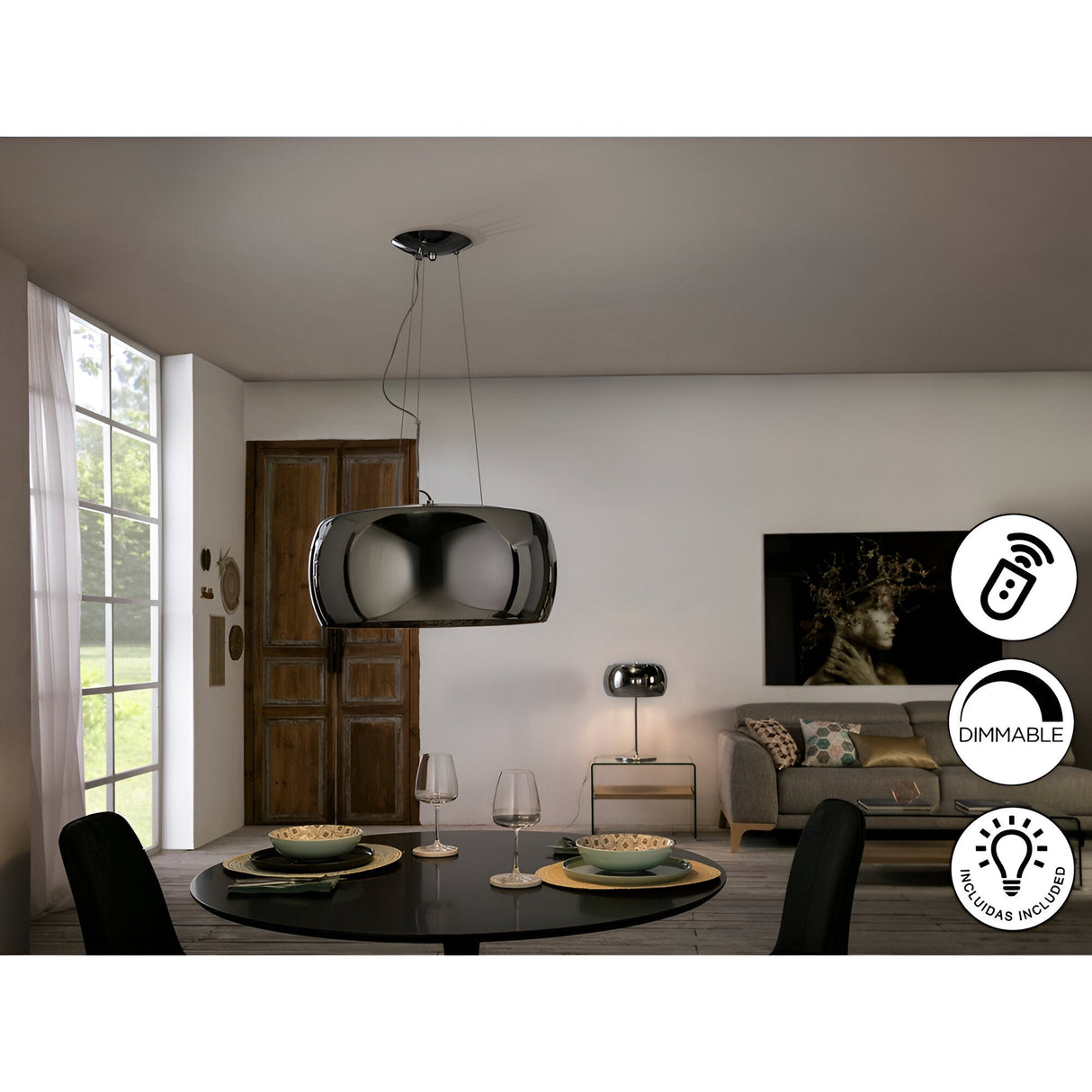 Argos 6 Crystal Light Pendant - Brown (With Remote Control)