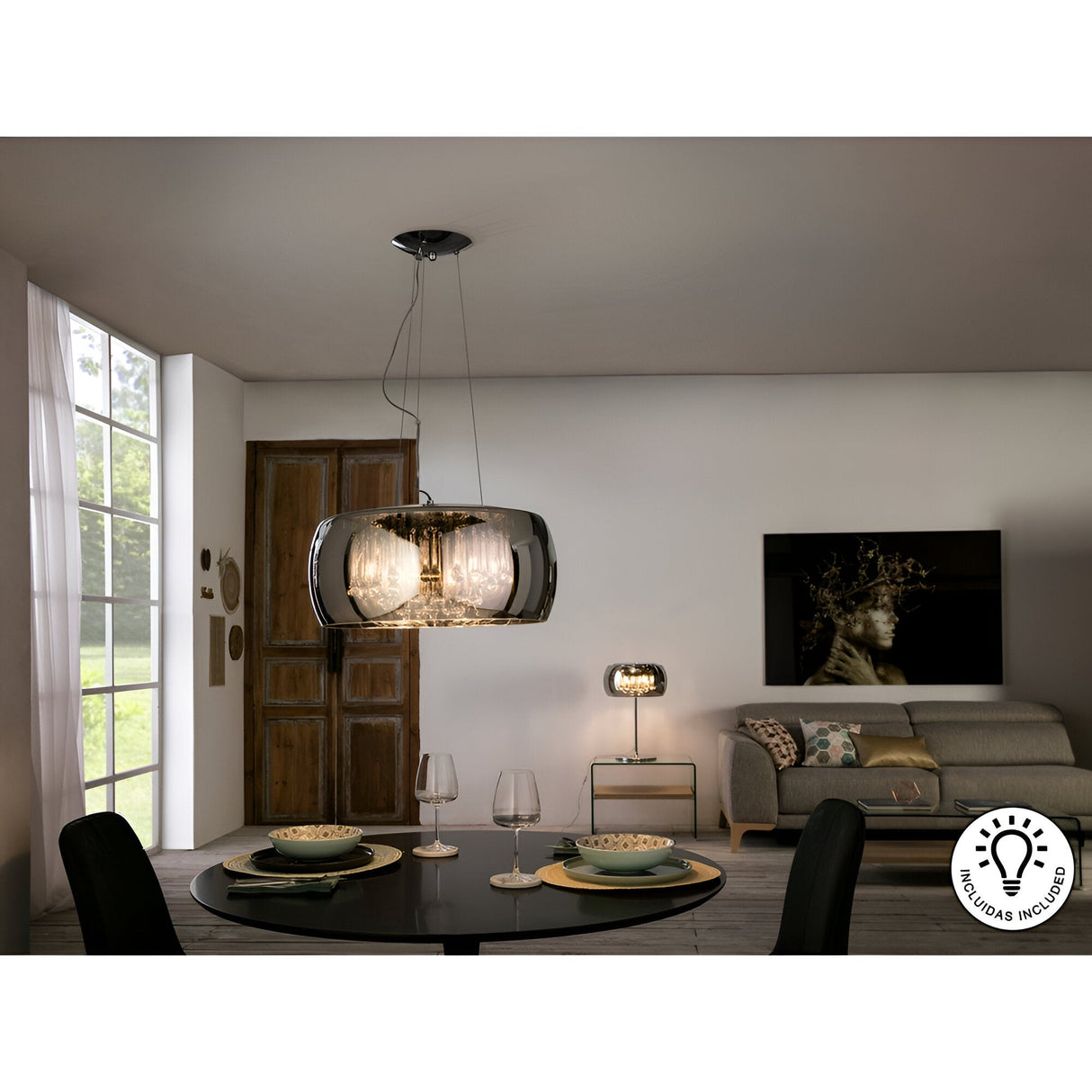 Argos 6 Crystal Light Pendant - Brown