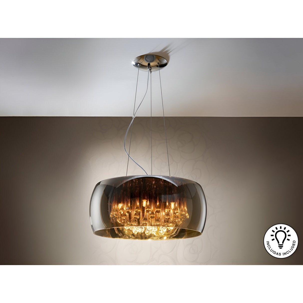 Argos 6 Crystal Light Pendant - Brown