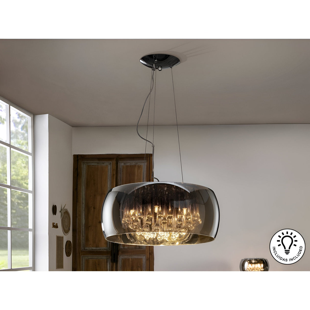 Argos 6 Crystal Light Pendant - Brown
