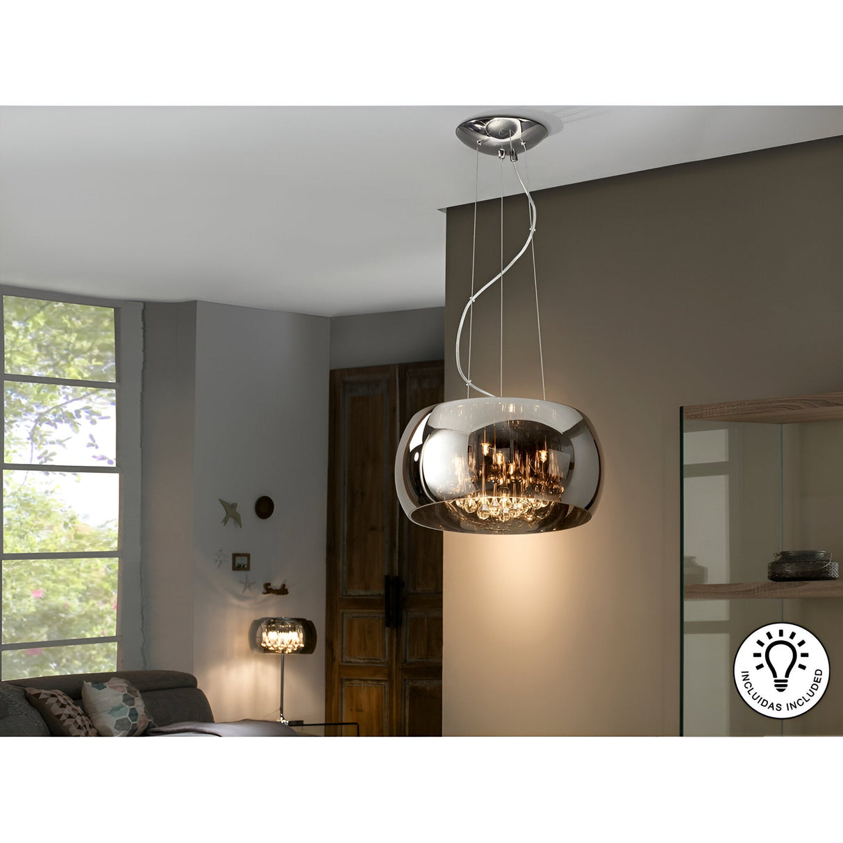 Argos 5 Crystal Light Pendant - Brown