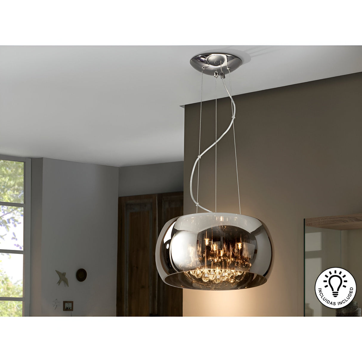 Argos 5 Crystal Light Pendant - Brown