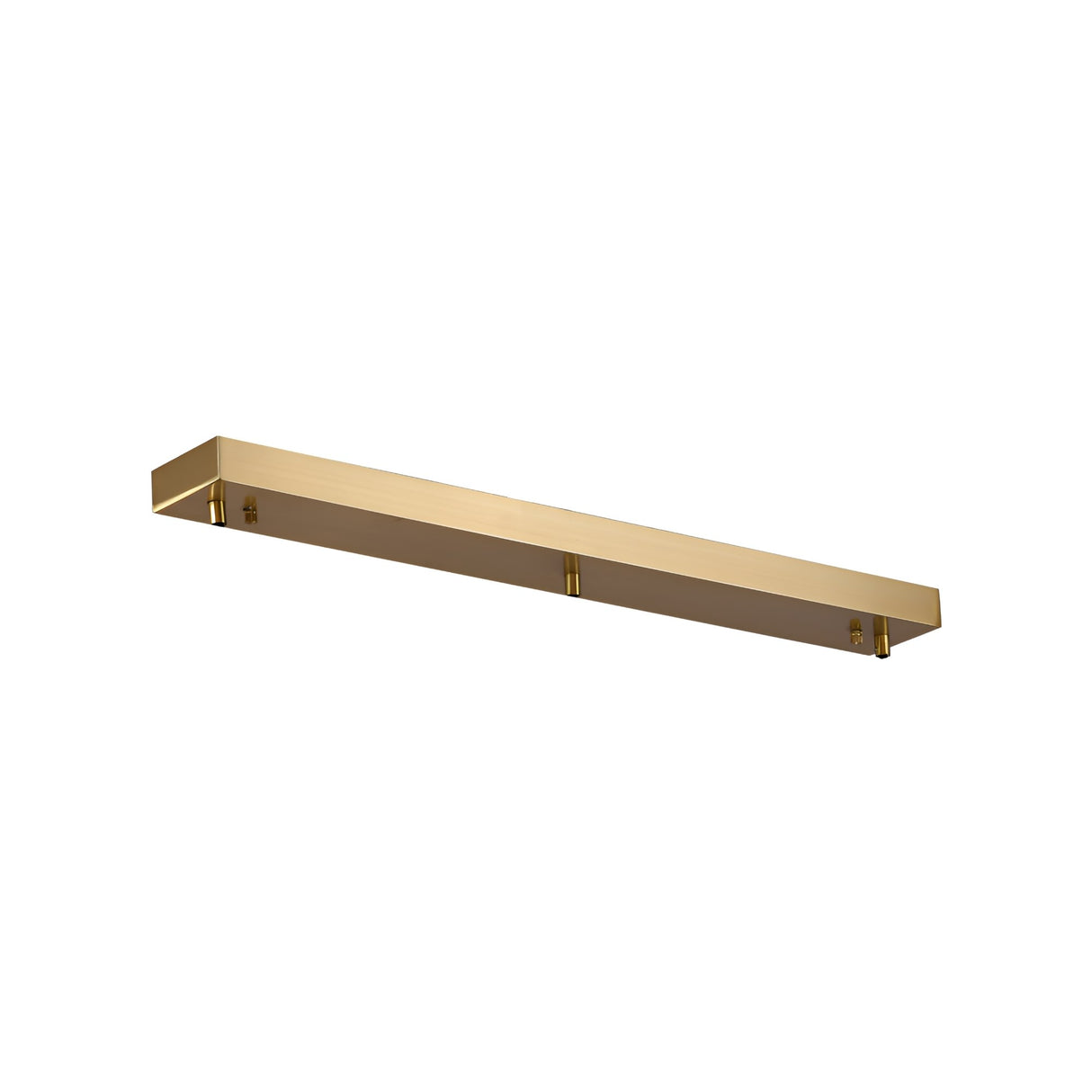 The Nalyra 50cm Rectangle Canopy is a modern, wall-mounted light with a sleek natural brass finish and a rectangular form, shown at an angle against a plain white background.