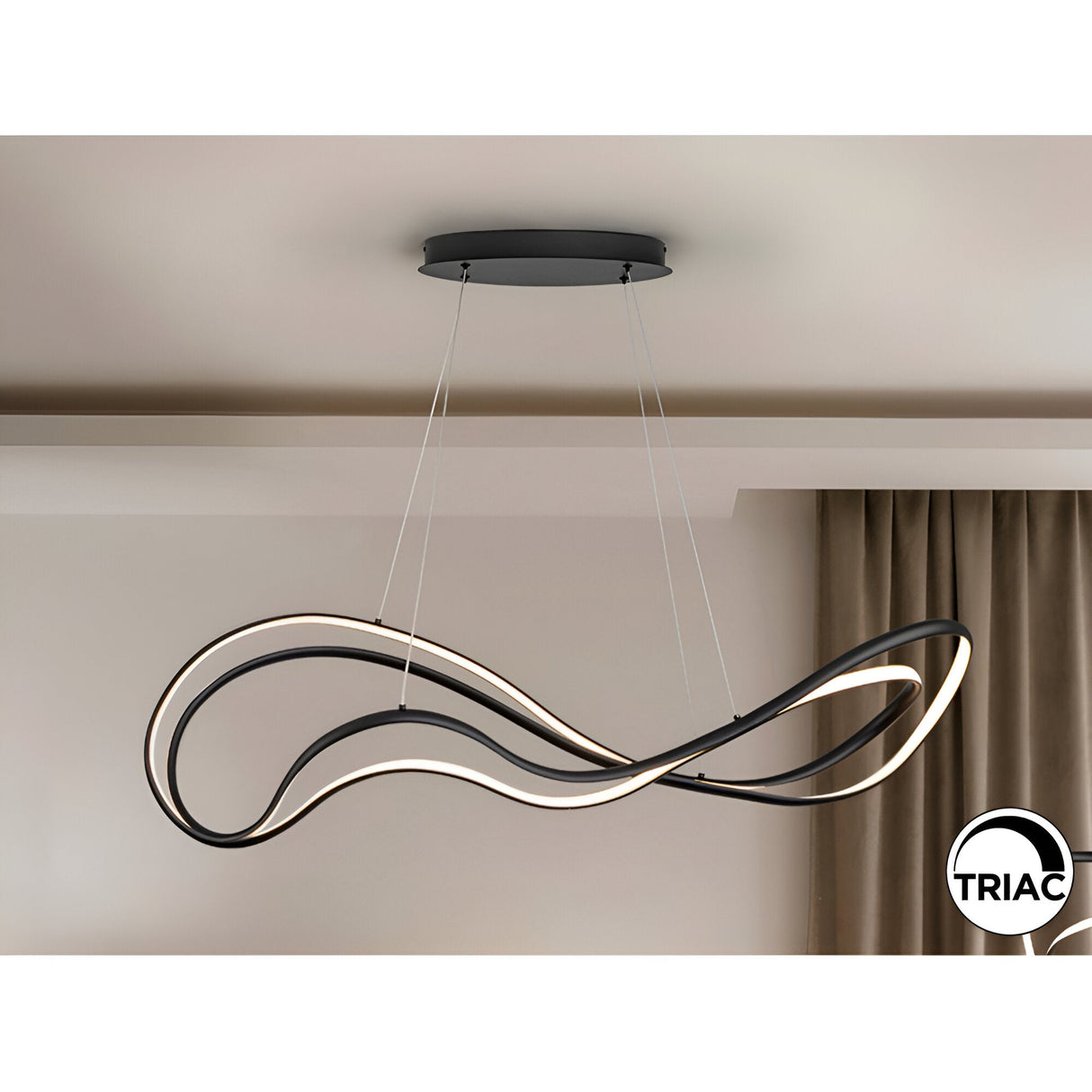 Danza Dimmable LED Suspension Light 75W 3000K - Black