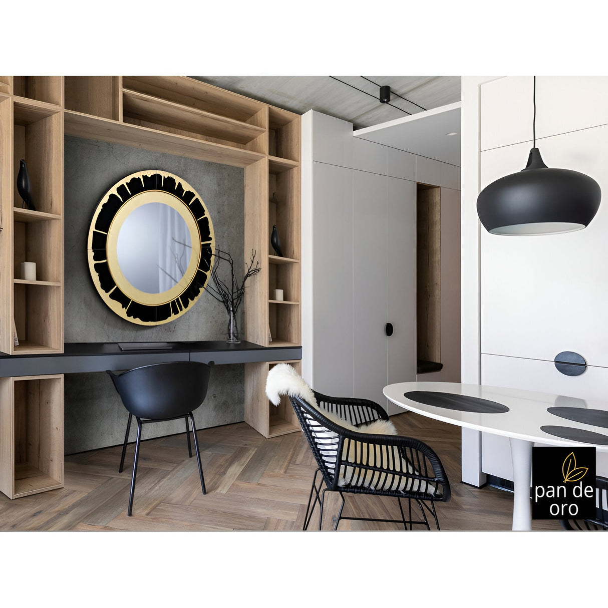 Ocaso Circle Wall Mirror Gold & Black - 90cm