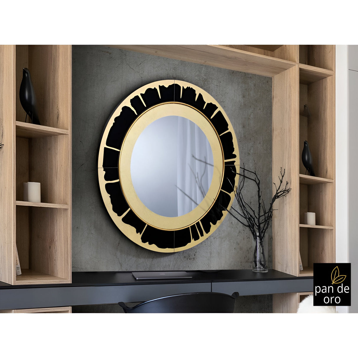 Ocaso Circle Wall Mirror Gold & Black - 90cm