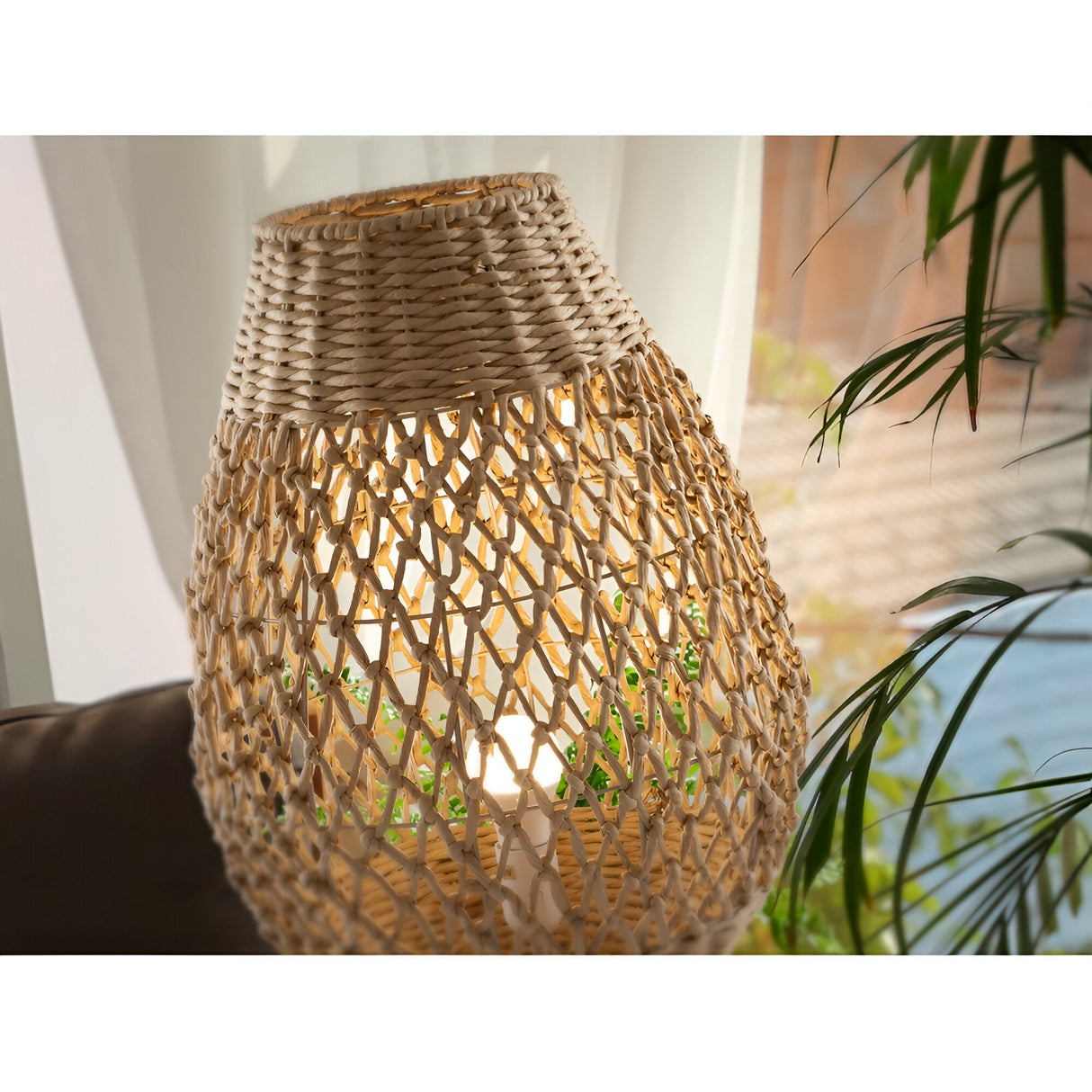 Yaiza Braided Paper Large Table Lamp - Brown