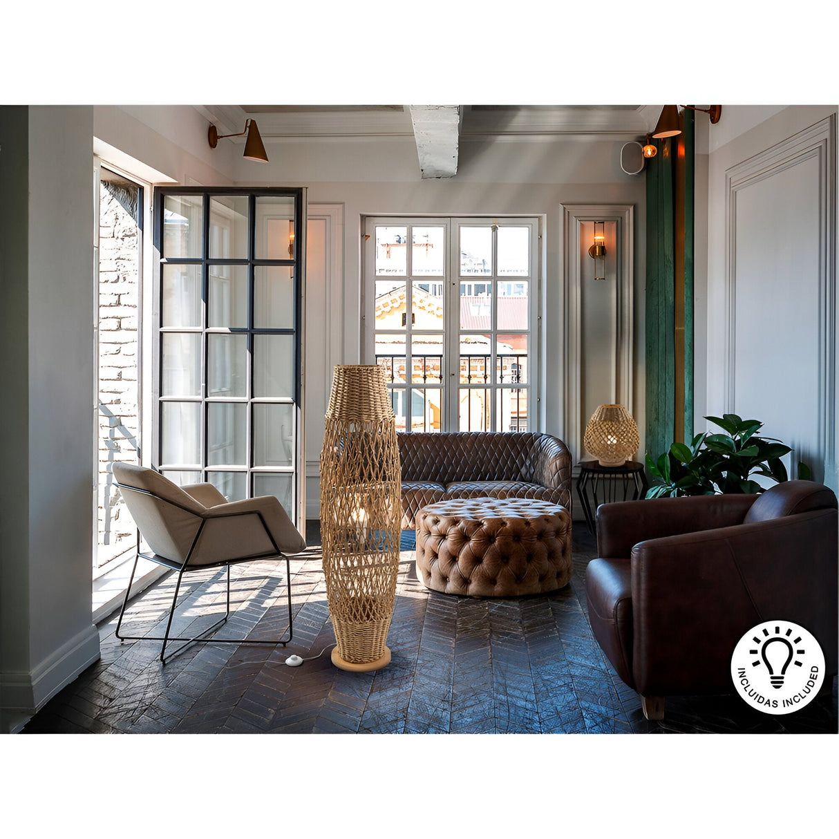 Yaiza Braided Paper Floor Lamp - Beige