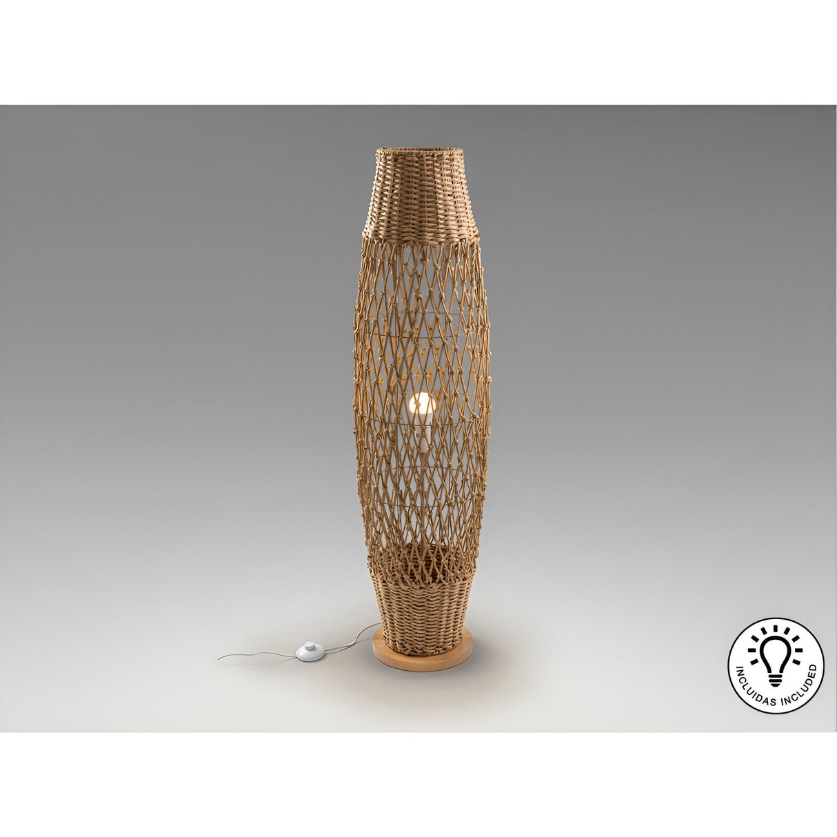 Yaiza Braided Paper Floor Lamp - Beige