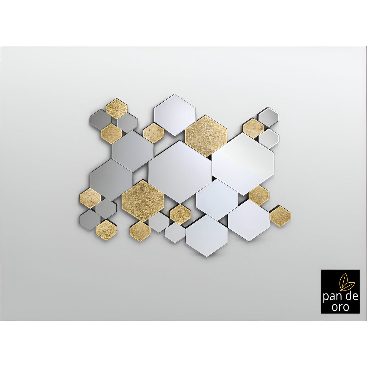 Nadia Rectangle Hexagonal Cluster Wall Mirror Gold - 121x92cm
