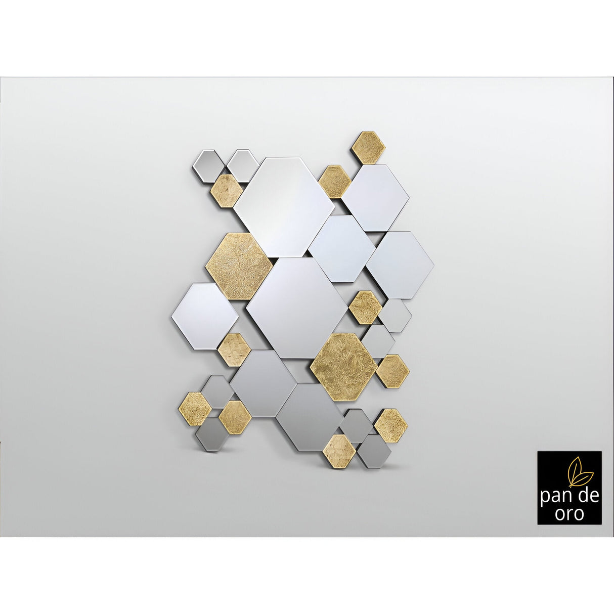 Nadia Rectangle Hexagonal Cluster Wall Mirror Gold - 121x92cm