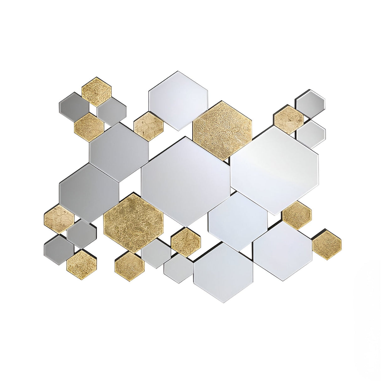 Nadia Rectangle Hexagonal Cluster Wall Mirror Gold - 121x92cm