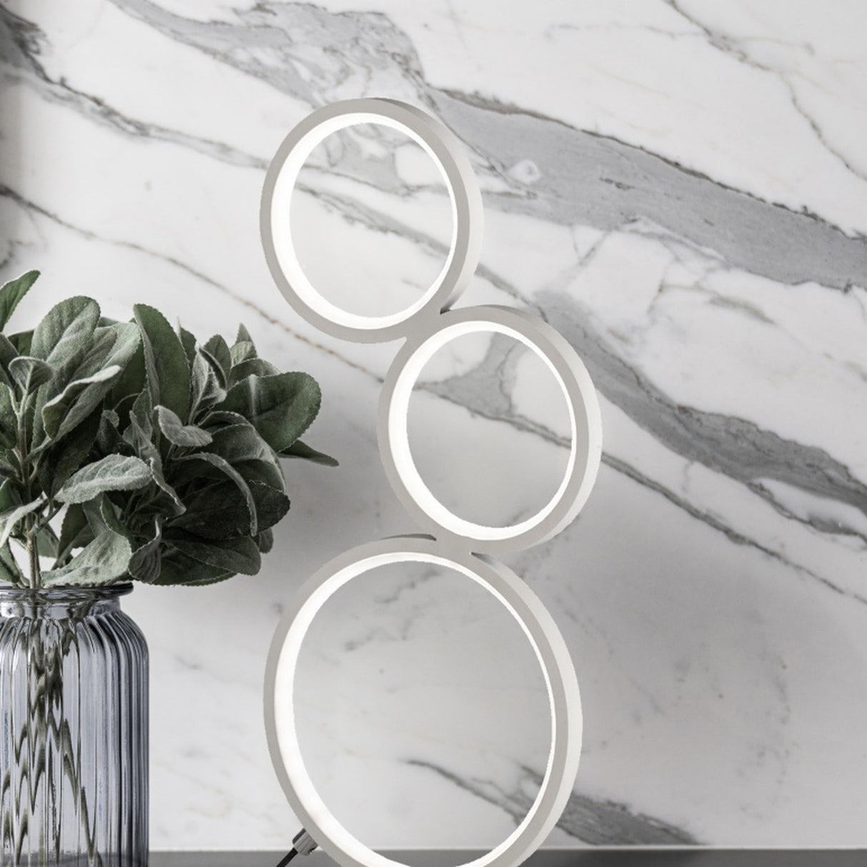 Rondo 3 Light LED Table Lamp – Matt White