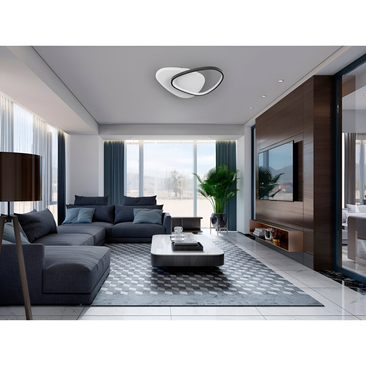 Romo LED Wall/Flush Ceiling Light 28W 3000K - White/Black