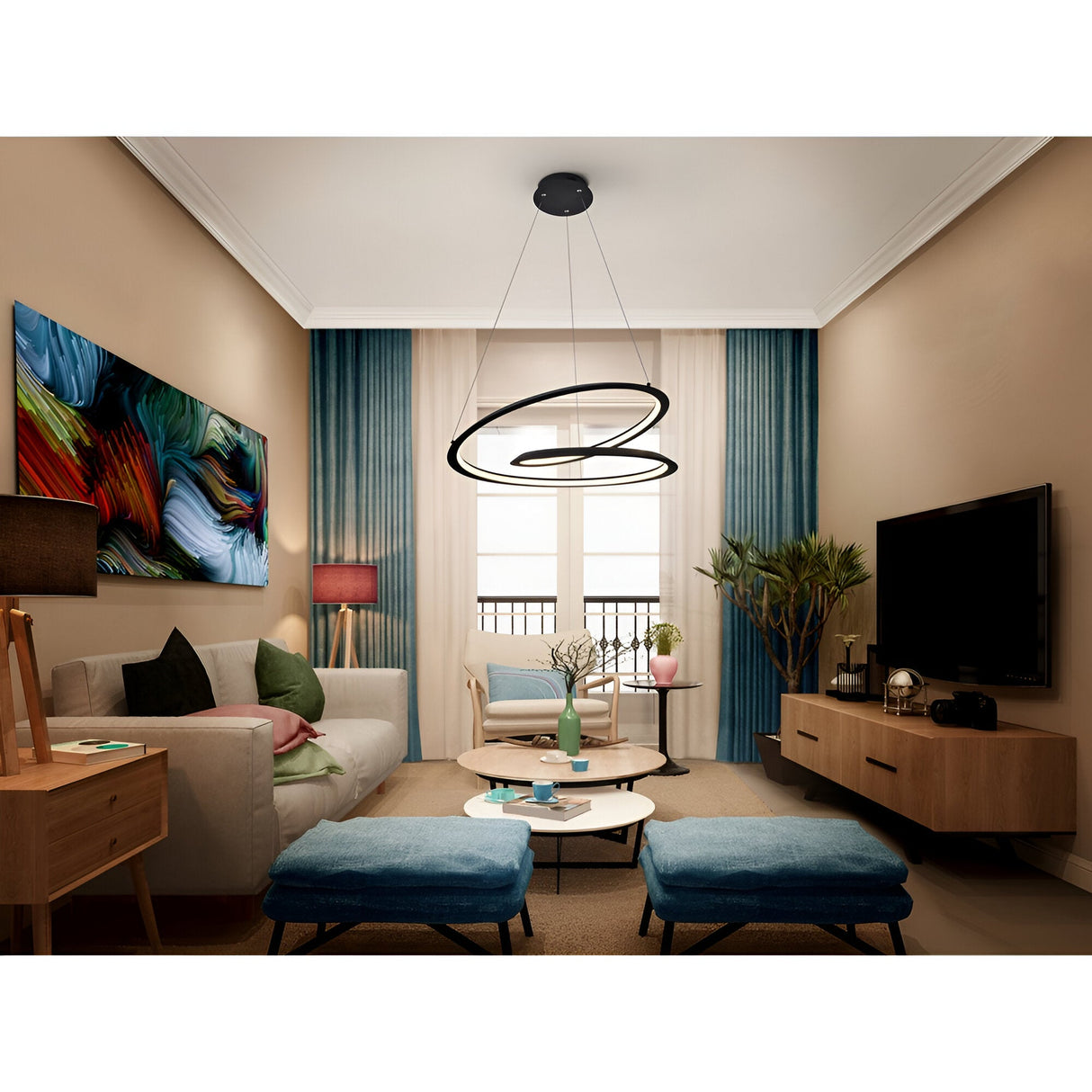 Looping LED Suspension Light 36W 3000K - Black