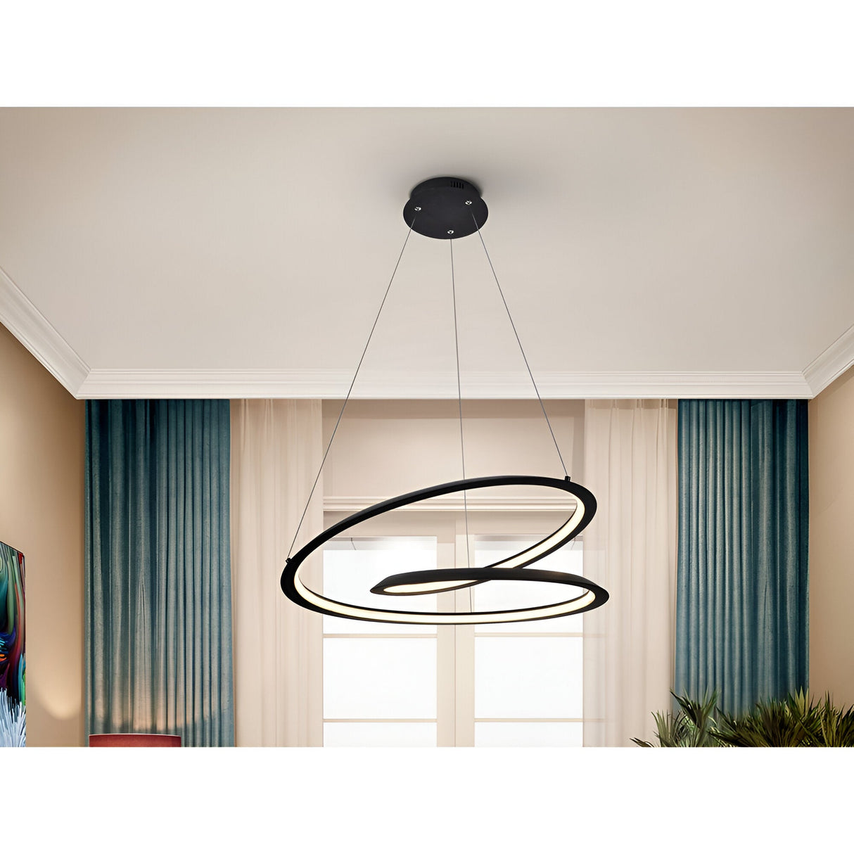 Looping LED Suspension Light 36W 3000K - Black