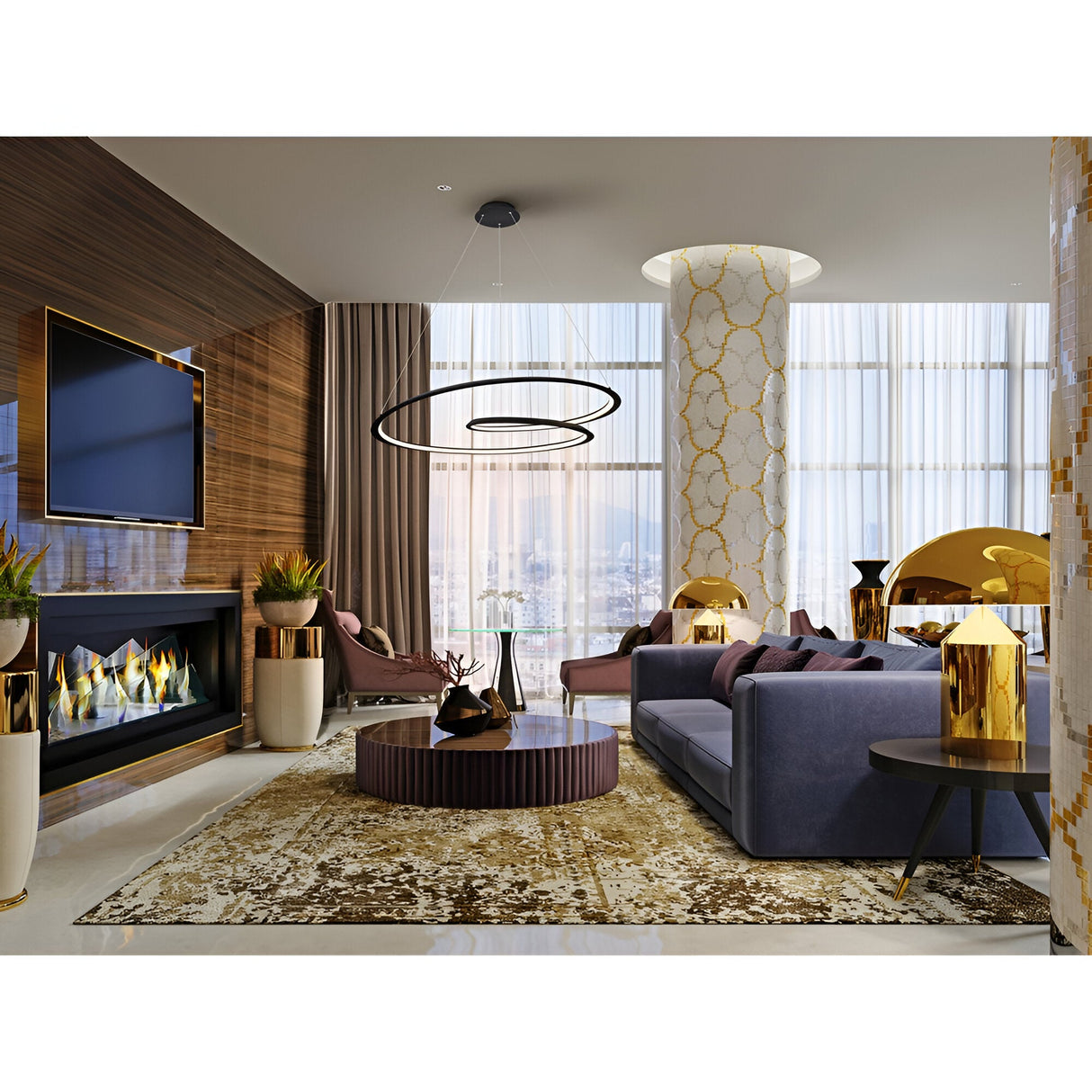 Looping LED Suspension Light 54W 3000K - Black