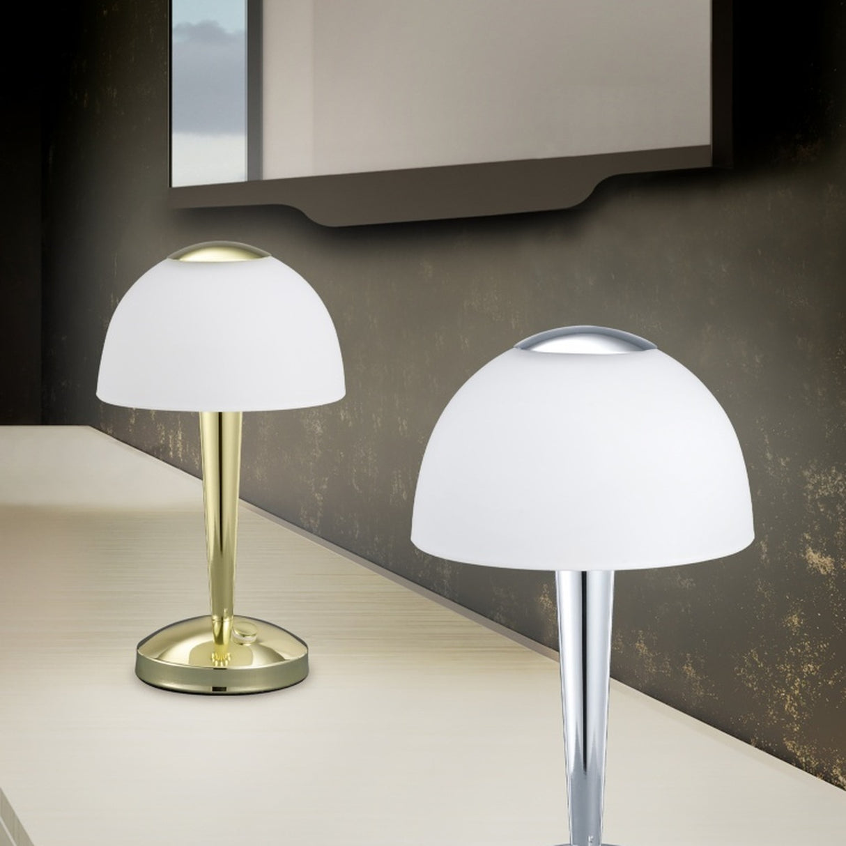 Ventura LED Glass Table Lamp – Satin Nickel