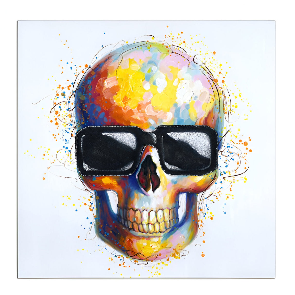 Catrina Multicolor Skull Portrait Acrylic Painting – 100x100cm