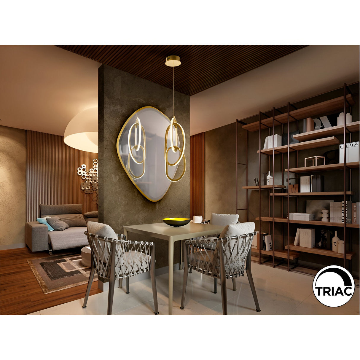 Nexo Dimmable LED 3 Light Pendant 39W 3000K - Gold