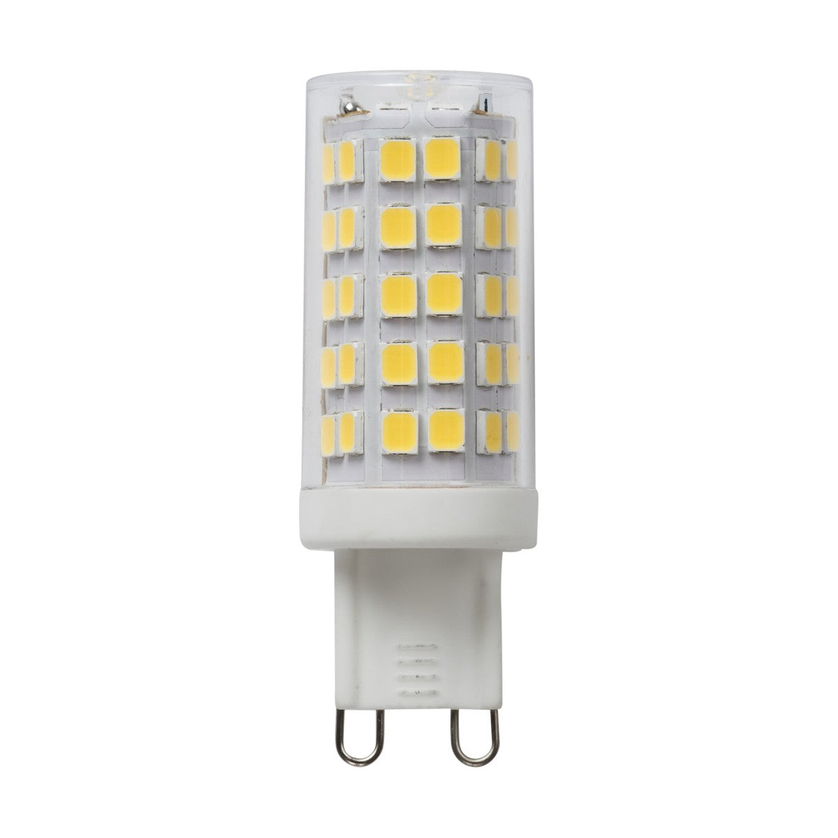 The 4W Dimmable G9 LED Capsule Bulb - 4000K, with its cylindrical design and multiple small yellow light panels, features a bi-pin base for electrical connections and provides the perfect combination of modern style and functionality.