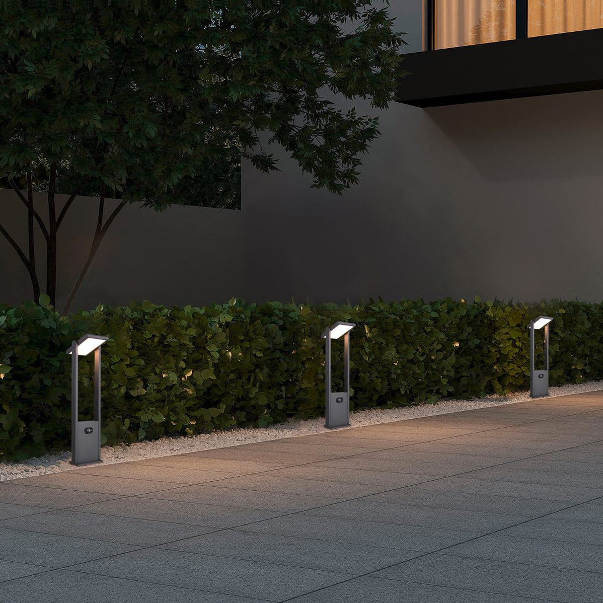Malawi Solar LED Grey PIR Lamp Post – Anthracite