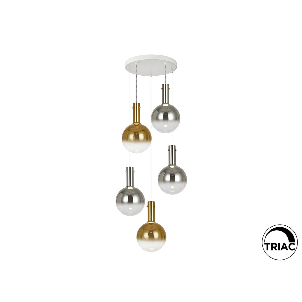 Matices 5 Light LED Glass Cluster Pendant Light 30W 3000K - Amber/Silver