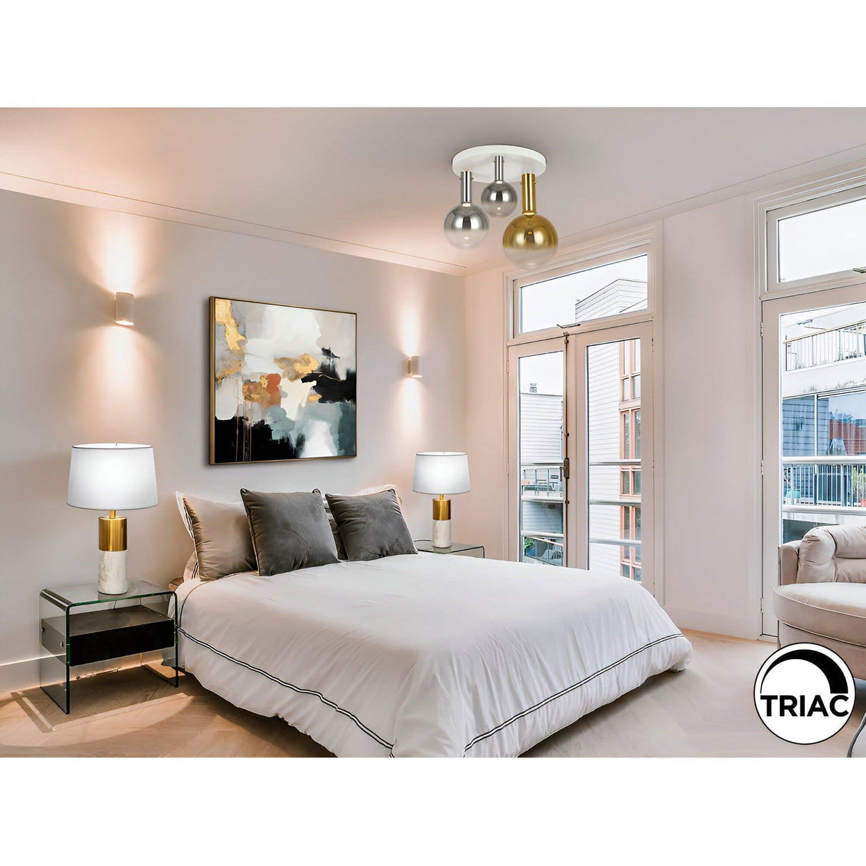 Matices 3 LED Light Glass Semi-Flush 15W 3000K - Silver/Gold