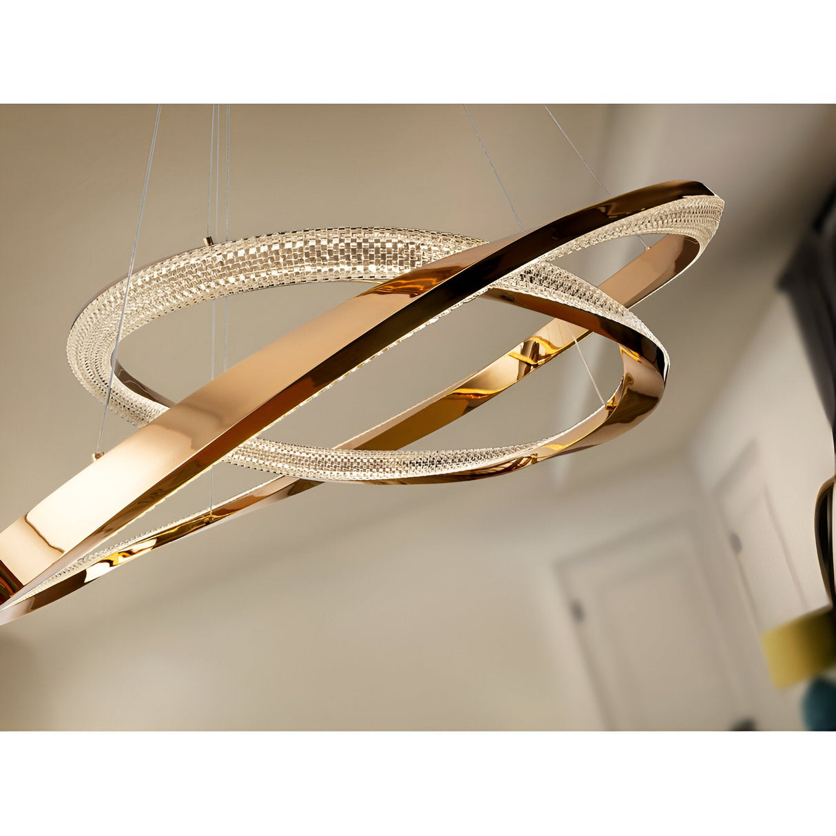 Orbitas Dimmable LED 2-Rings Circular Suspension Light 68W 3000K - Rose Gold