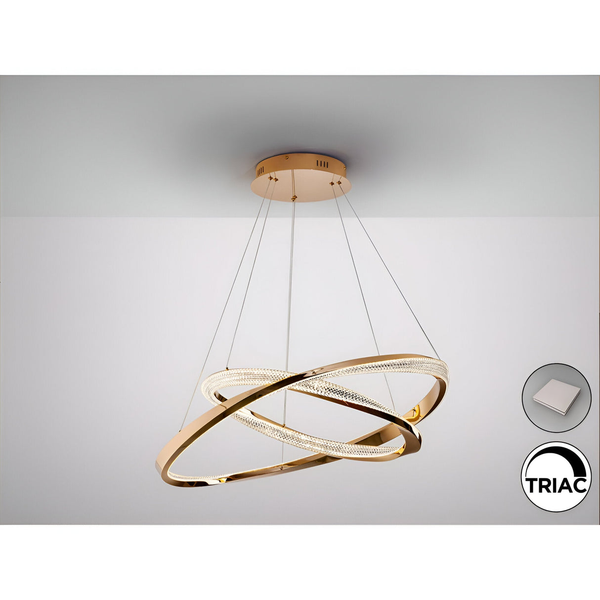 Orbitas Dimmable LED 2-Rings Circular Suspension Light 68W 3000K - Rose Gold