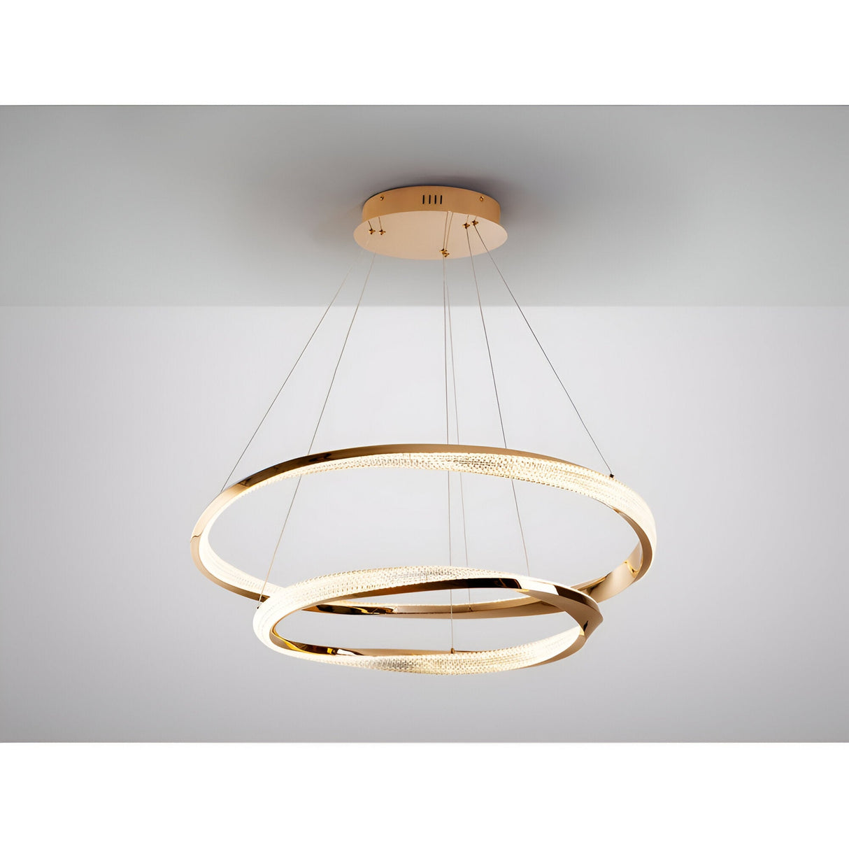 Orbitas Dimmable LED 2-Rings Circular Suspension Light 68W 3000K - Rose Gold