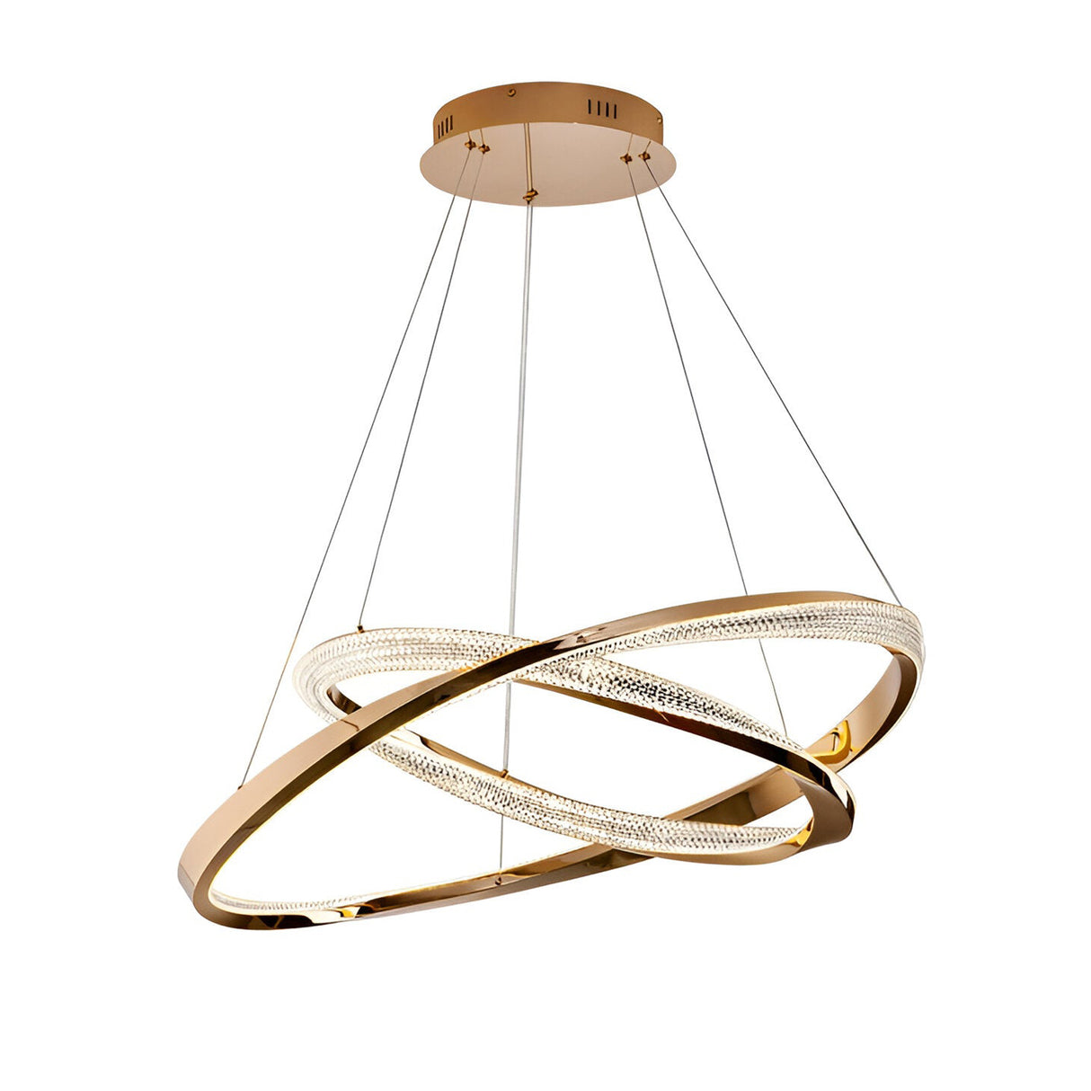 Orbitas Dimmable LED 2-Rings Circular Suspension Light 68W 3000K - Rose Gold