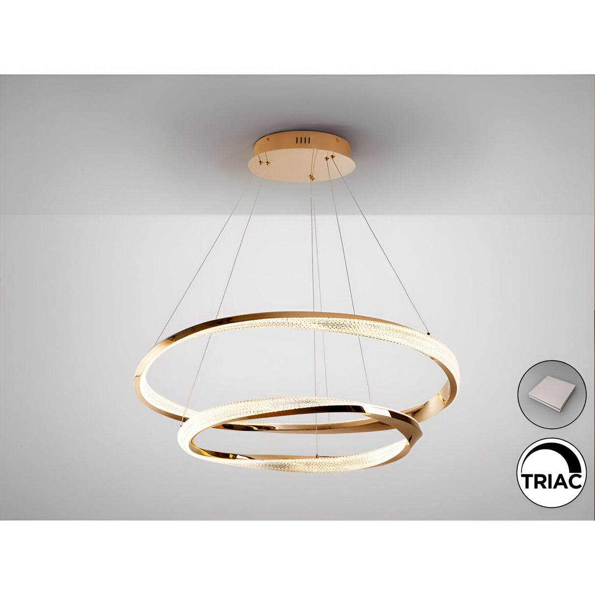 Orbitas Dimmable LED 2-Rings Circular Suspension Light 68W 3000K - Rose Gold
