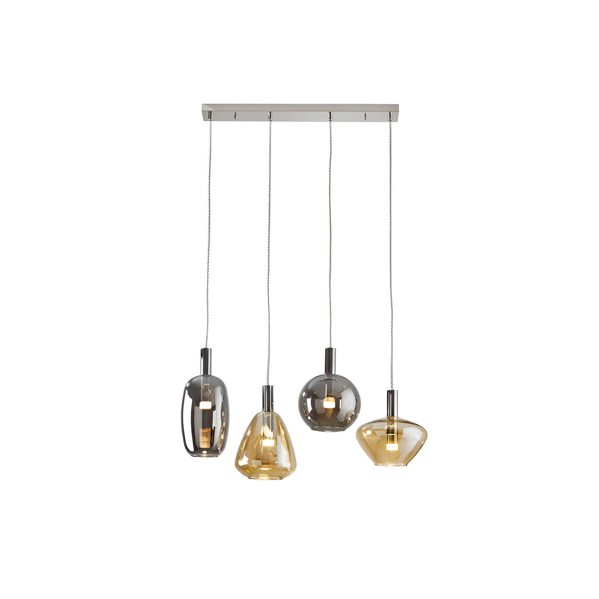 I3-Nara 4 Light LED Glass Bar Pendant 20W 3000K - Smoked Amber/Grey