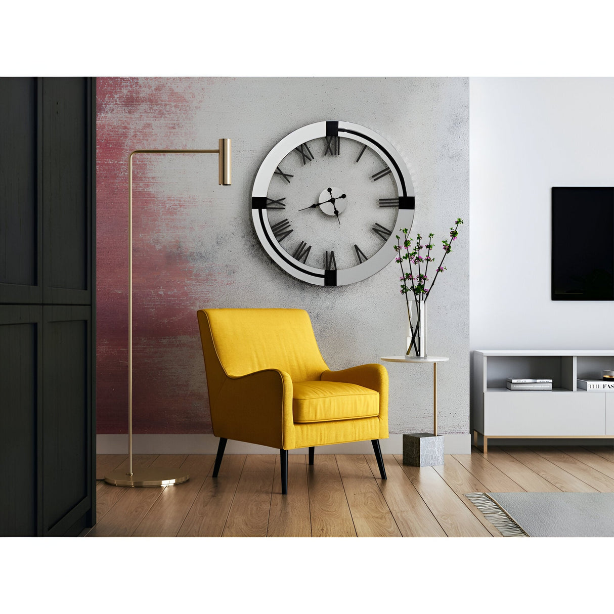 Kairos Silver Wall Clock - 87cm