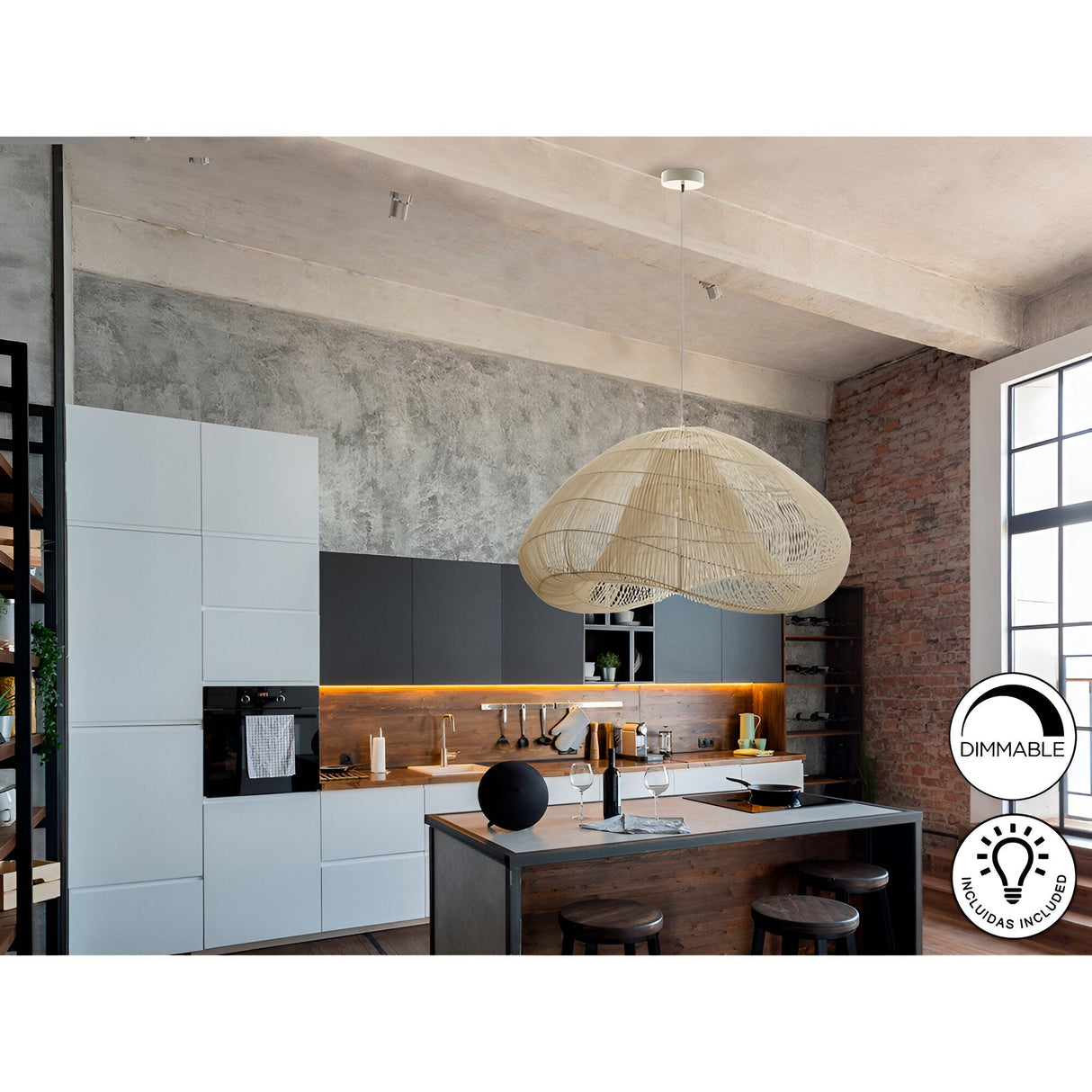 Sabah 1 Light Rattan Pendant - Light Brown