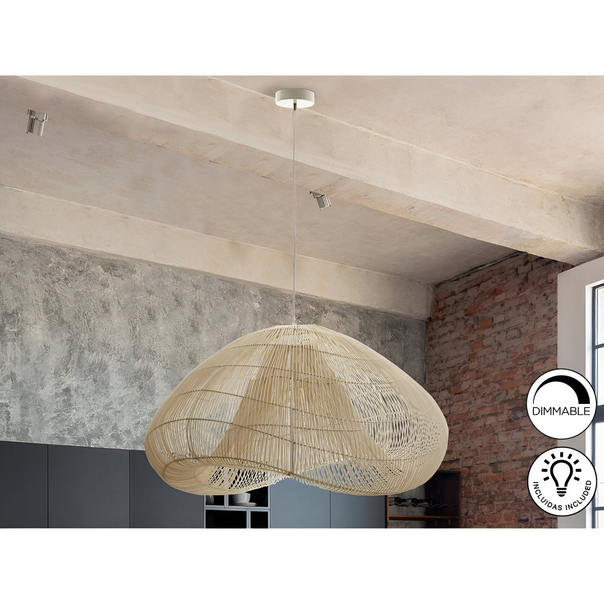 Sabah 1 Light Rattan Pendant - Light Brown