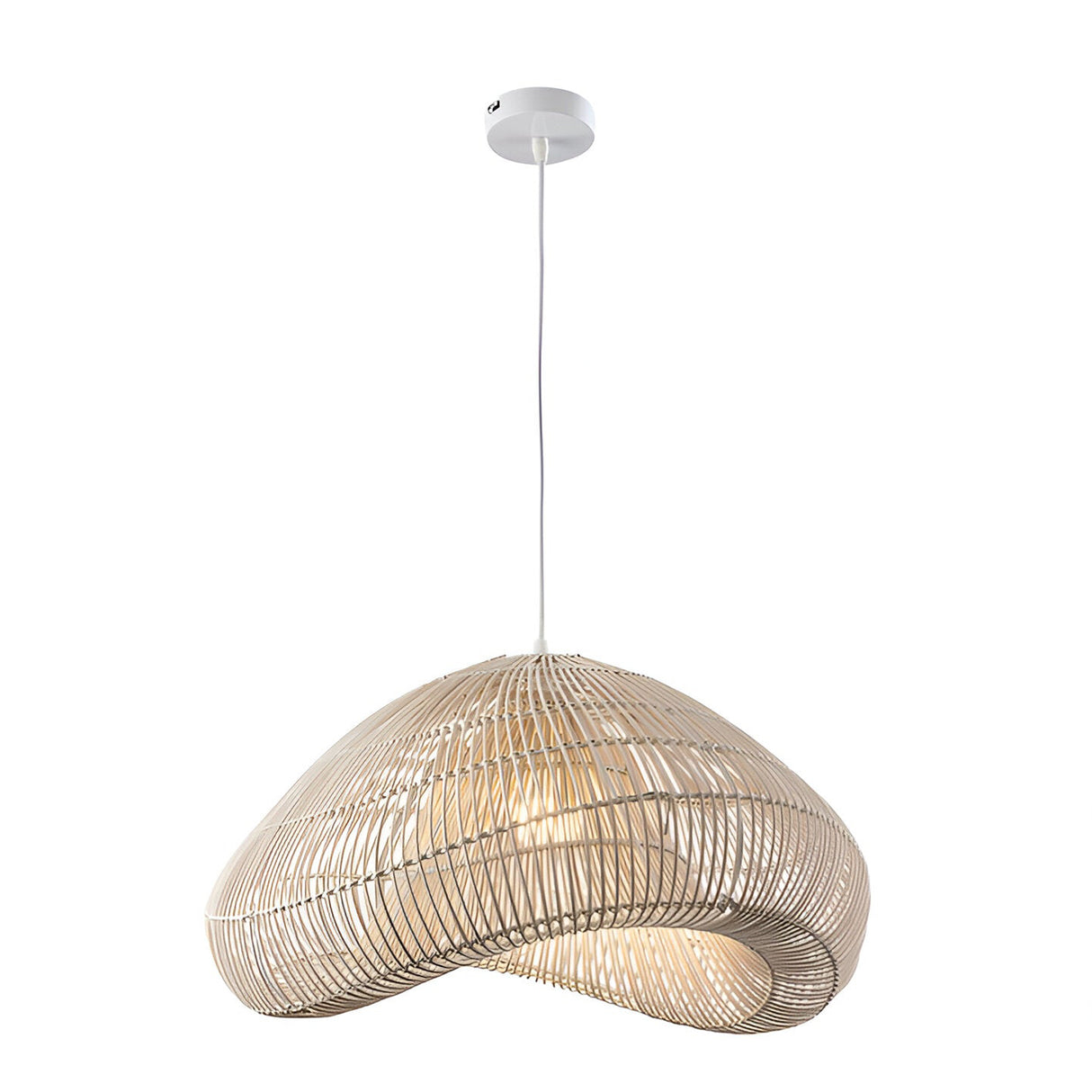 Sabah 1 Light Wood Pendant - White