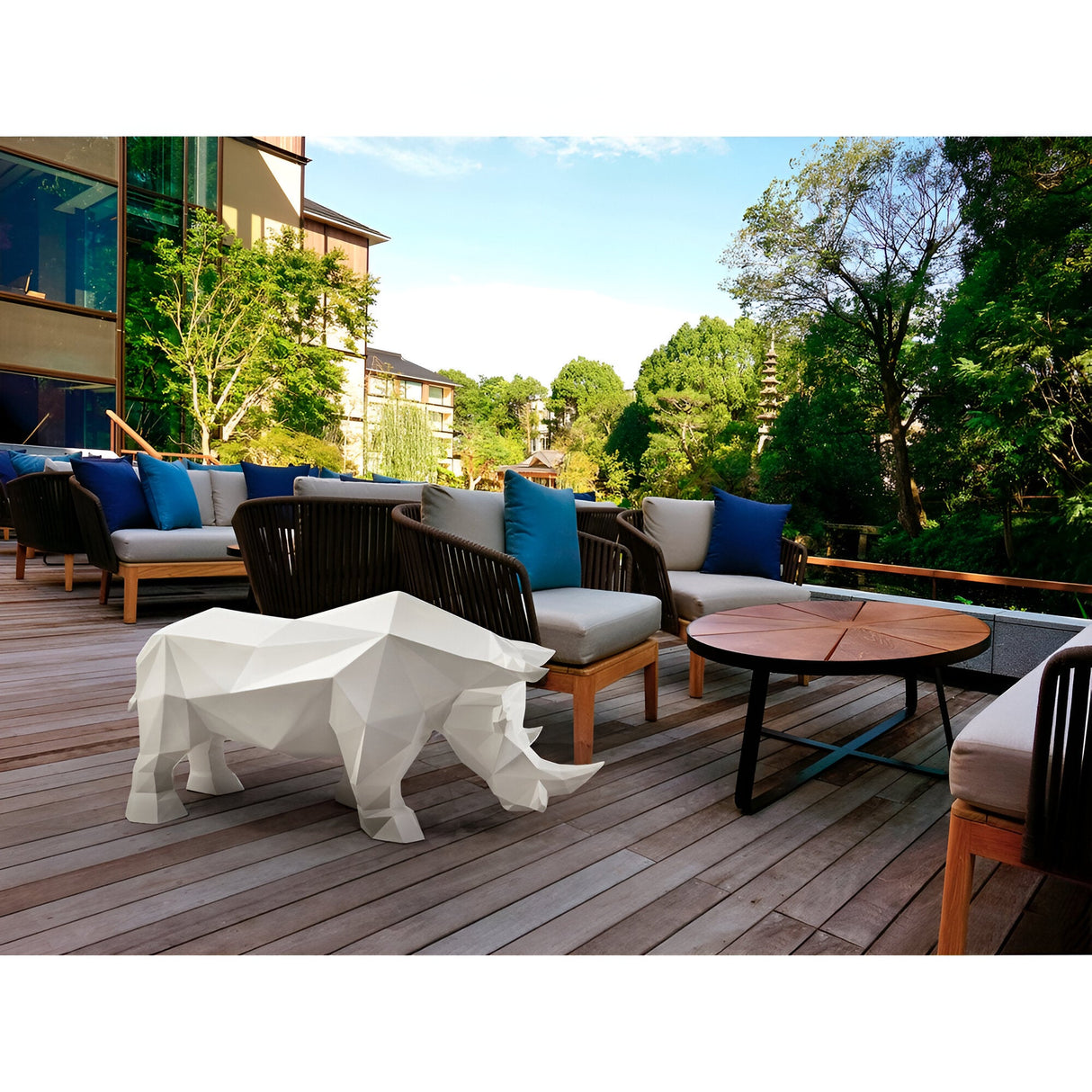 Future White Outdoor Rhinoceros Figurine - 47cm